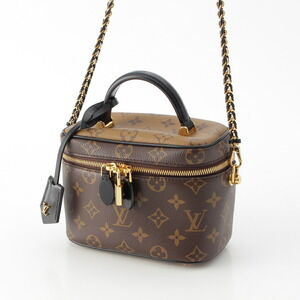 Louis Vuitton Shoulder Bag Handle Pouch Vanity Top Brown Reverse Monogram Chain